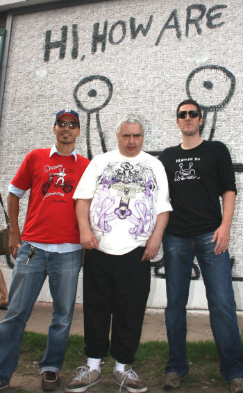Daniel Johnston with iphone developers Peter Franco and Steve Broumley